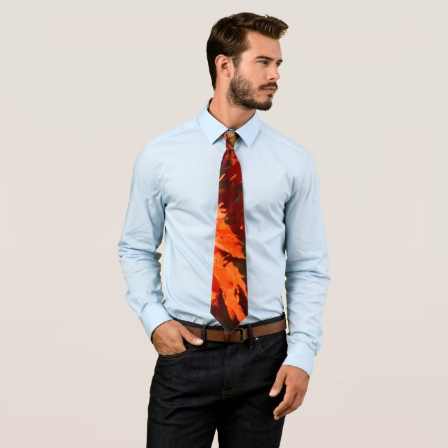 Maple Tree in Fall on a Men's Fall Themed Tie (In Situ)