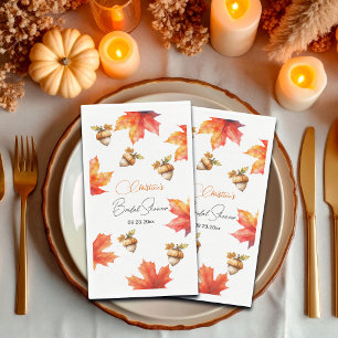 Maple Tree Leaves and Acorns Bridal Shower Paper Guest Towels