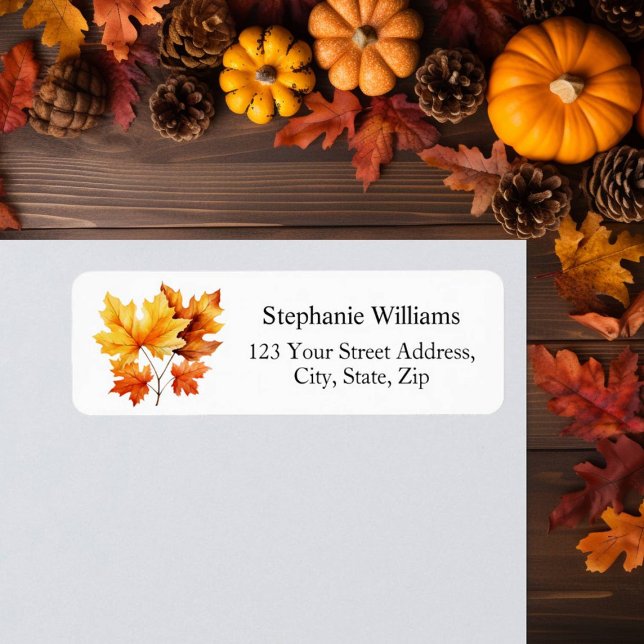Maple Tree Leaves Fall Return Address Label (Creator Uploaded)