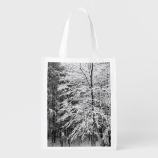 Maple Tree Outlined In Snow Grocery Bag