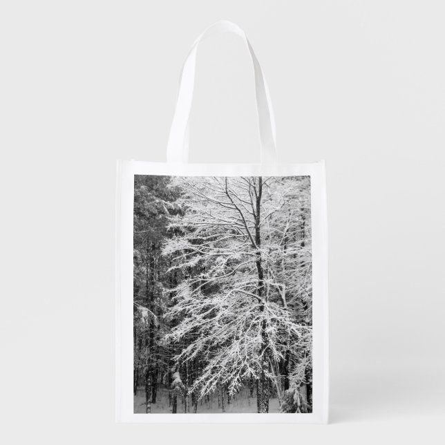 Maple Tree Outlined In Snow Grocery Bag (Front)