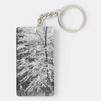 Maple Tree Outlined In Snow Keychain