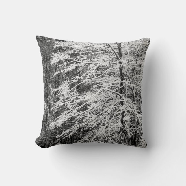 Maple Tree Outlined In Snow Throw Pillow (Front)