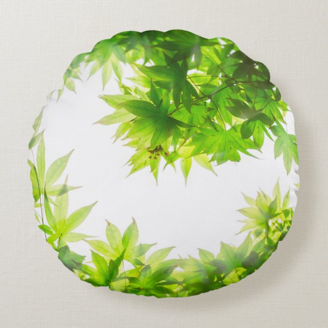 Maple tree tree leaf twig texture round pillow (Front)