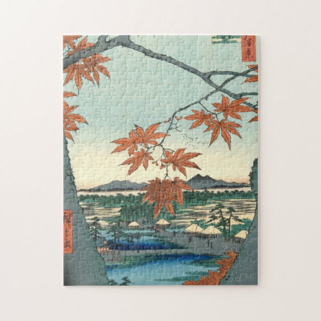 Maple Trees at Autumn Shrine Vintage Jigsaw Puzzle (Vertical)