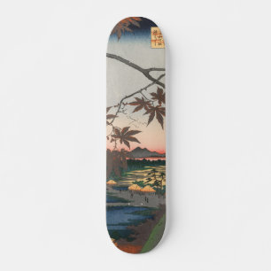 Maple Trees at Autumn Shrine Vintage Ukiyo-e Japan Skateboard