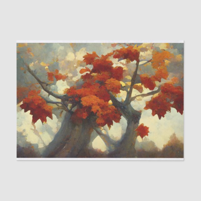 Maple Trees in Autumn Painting Tissue Paper (Front)