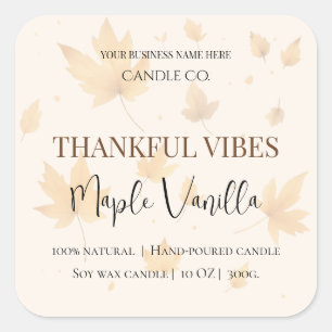 Maple Vanilla   Elegant Fall Soy Candle Label