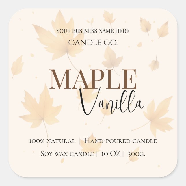 Maple Vanilla | Elegant Fall Soy Candle Label (Front)