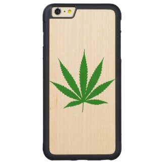 Maple Wood Bumper Phone Case with Marijuana Leaf