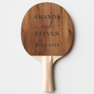 Maple Wood Couple Names with Wedding Date BK Ping Pong Paddle