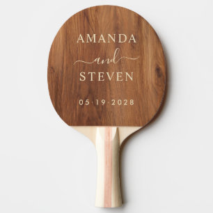 Maple Wood Couple Names with Wedding Date Ping Pong Paddle