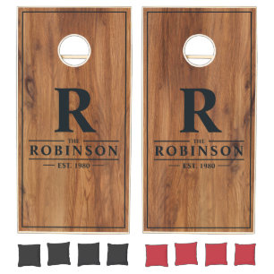 Maple Wood Family Name & Initial BK Cornhole Set