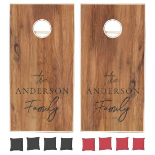 Maple Wood Hand Written Family Name BK Cornhole Set