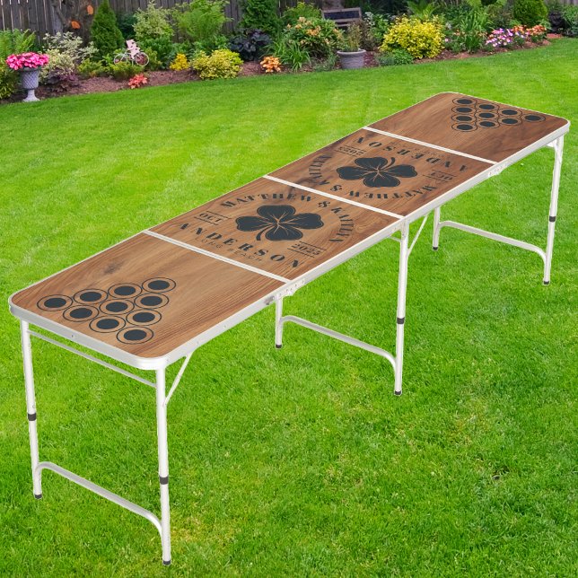 Maple Wood Irish Lucky Clover Wedding Crest Beer Pong Table (Creator Uploaded)