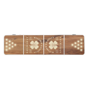 Maple Wood Irish Lucky Clover Wedding Crest Beer Pong Table
