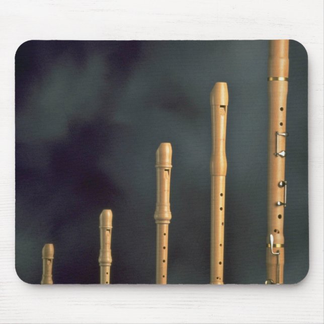 Maple wood recorders, wind instruments mouse pad (Front)