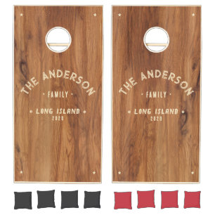 Maple Wood Vintage Seaside Family Name Cornhole Set