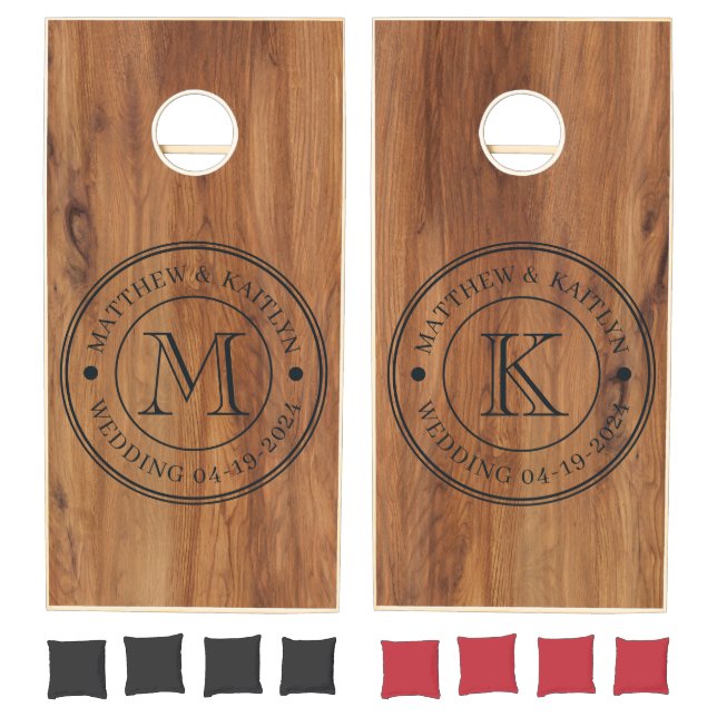 Maple Wood Wedding Monogram Cornhole Set (Set)