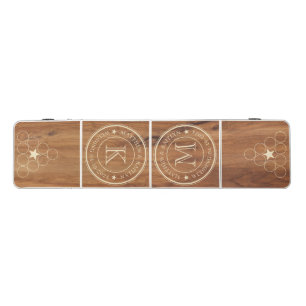 Maple Wood Wedding Monogram Star Beer Pong Table