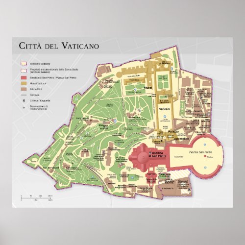 Mappa della Citt del Vaticano diagramma Vatican Poster