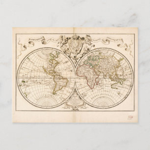 Mappemonde a l'usage du roy (World Map from 1720) Postcard