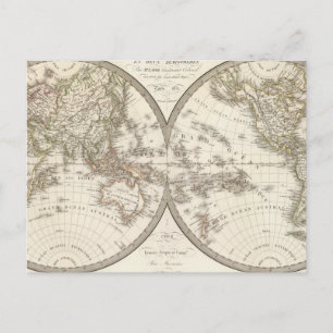 Mappemonde - World Map Postcard
