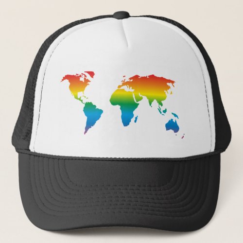 MapRef rainbow coloured world map Trucker Hat
