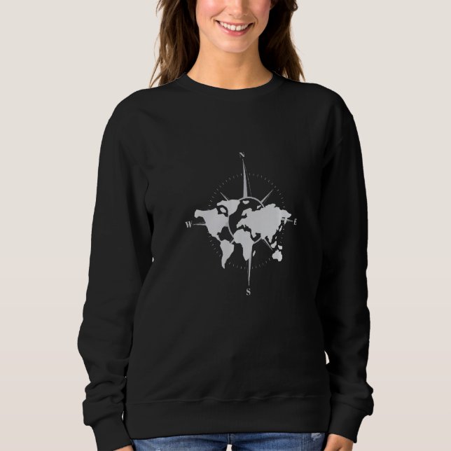 Maps directions compass world   sweatshirt (Front)