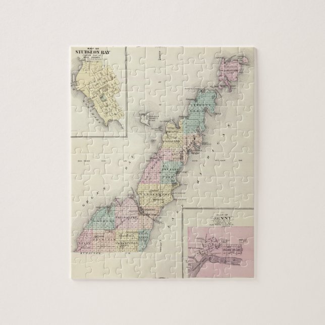 Maps of Door County, Sturgeon Bay and Jenny Jigsaw Puzzle (Vertical)