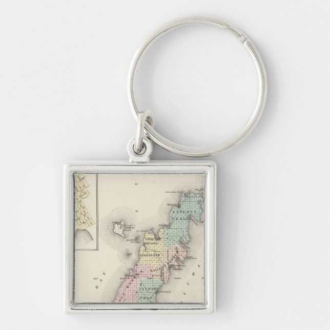 Maps of Door County, Sturgeon Bay and Jenny Keychain (Front)