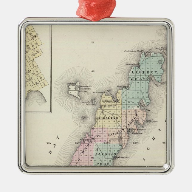 Maps of Door County, Sturgeon Bay and Jenny Metal Ornament (Front)