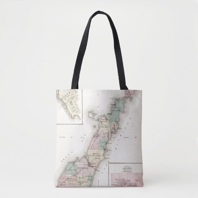 Maps of Door County, Sturgeon Bay and Jenny Tote Bag (Front)