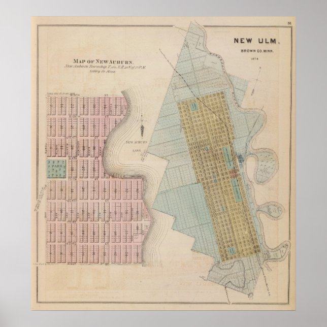 Maps of New Auburn, Minnesota Poster (Front)