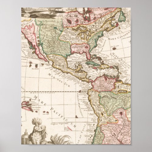 Maps of North and South America 1680_1742 Poster