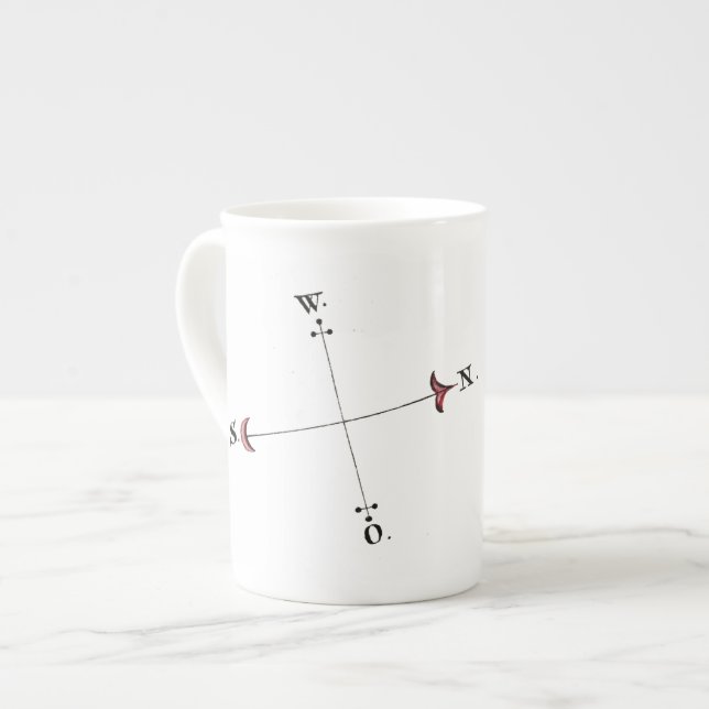 maps of norway – compass rose bone china mug (Front Left)