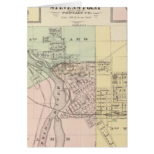 Maps of Stevens Point, Elroy and Wonewoc Cards (Front)