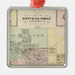Maps of Stevens Point, Elroy and Wonewoc Metal Ornament