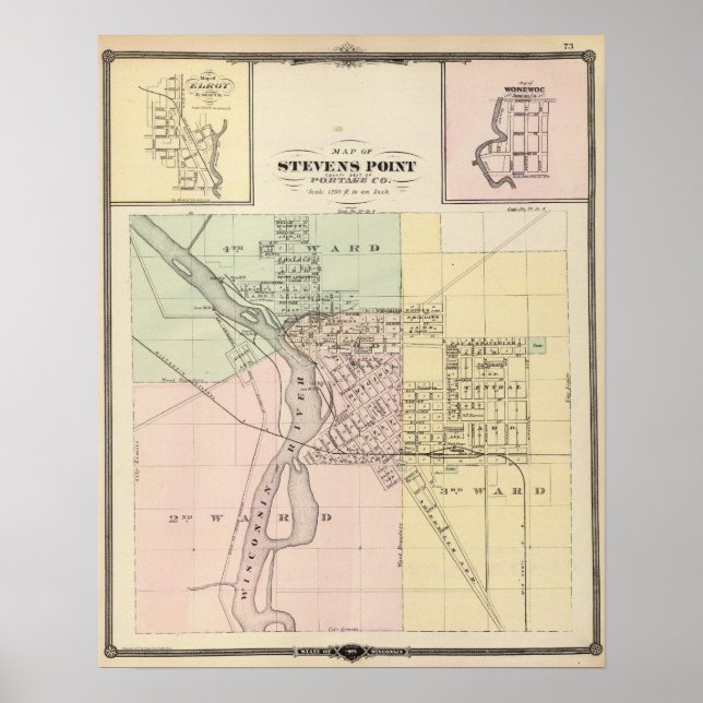 Maps of Stevens Point, Elroy and Wonewoc Poster (Front)