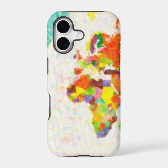 maps pointilism World Map with leaves Iphone Case (Back)