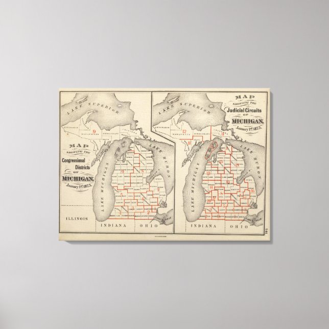 Maps showing the congressional districts canvas print (Front)