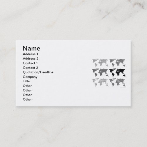 Maps world continents styles designs patterns business card template
