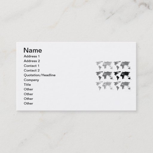 Customizable Maps world continents styles designs patterns business card template