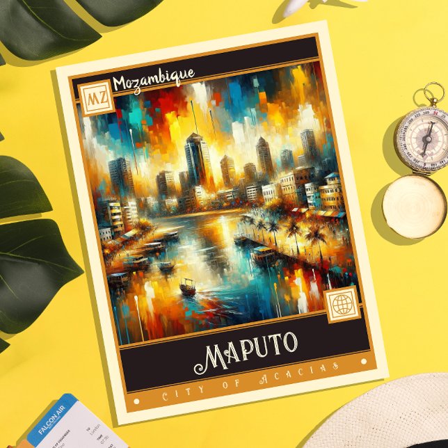 Maputo, Mozambique | Vintage Painting Postcard (Creator Uploaded)