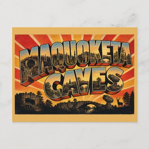 Maquoketa Caves Iowa Natural Bridge Balanced Rock Postcard