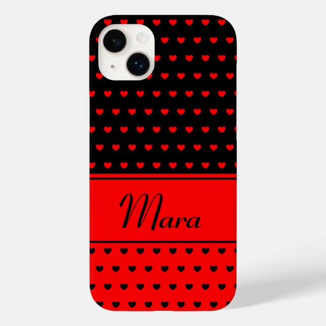 Mara - Name Template, Stylish Red and Black Hearts Case-Mate iPhone Case (Back)