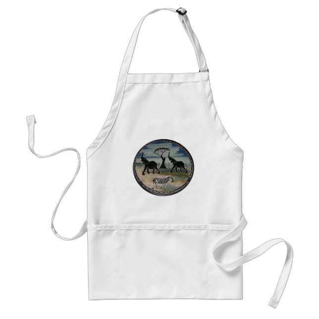 Mara Trumpet Glory African Elephant Zebra Apparel  Adult Apron (Front)