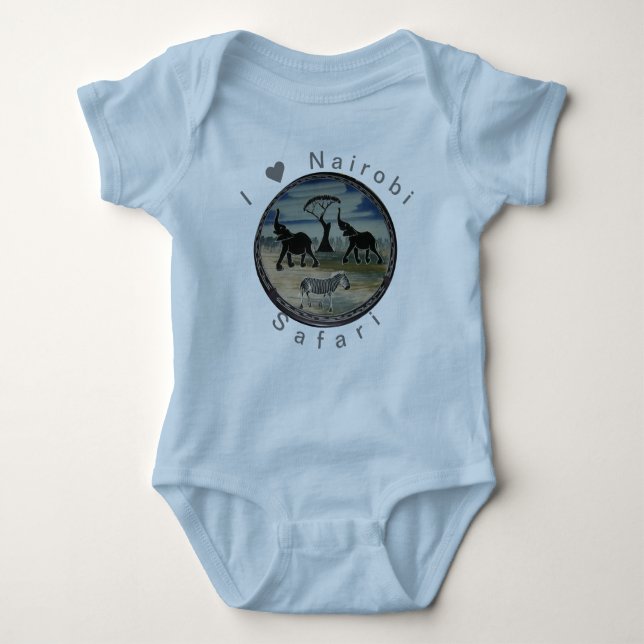 Mara Trumpet Glory African Elephant Zebra Apparel  Baby Bodysuit (Front)