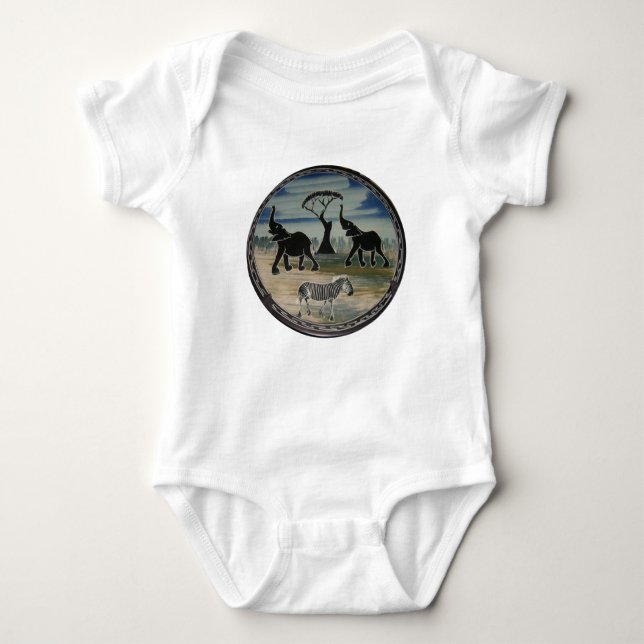 Mara Trumpet Glory African Elephant Zebra Apparel  Baby Bodysuit (Front)
