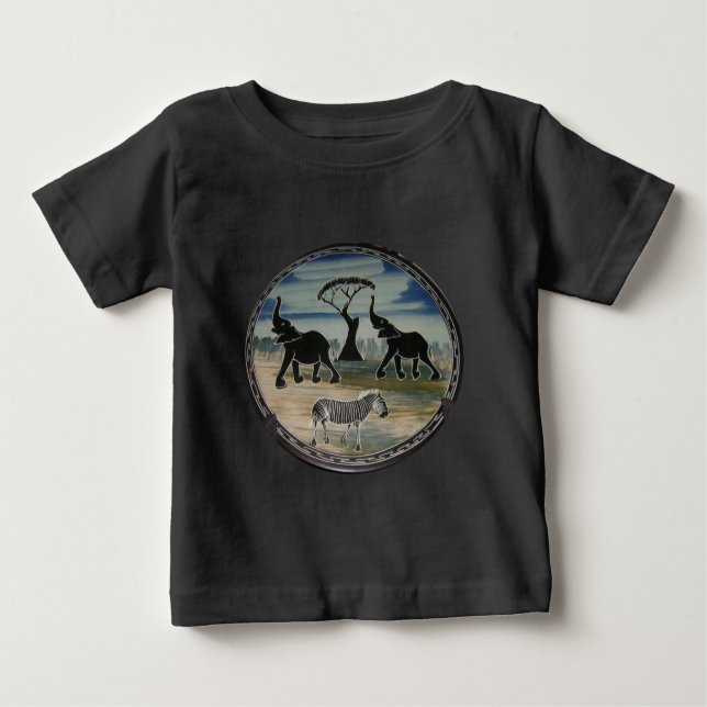 Mara Trumpet Glory African Elephant Zebra Apparel  Baby T-Shirt (Front)